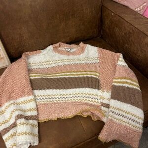 Sincerely Jules Pink, Brown, and Cream Striped Sweater